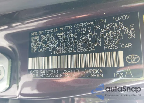 2010 Scion Xd from USA, damaged, VIN JTKKU4B44AJ056404